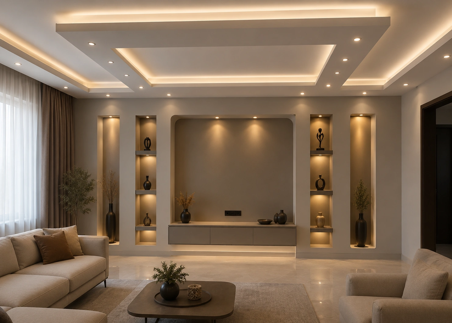 تصميم جدار تلفزيون جبس بورد