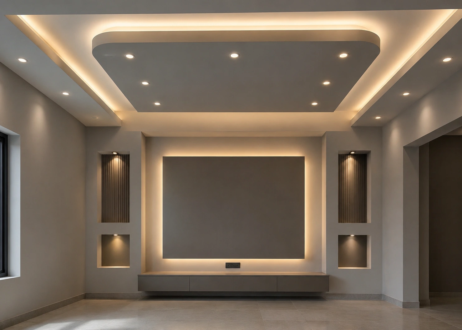جدار تلفزيون مع إضاءة LED